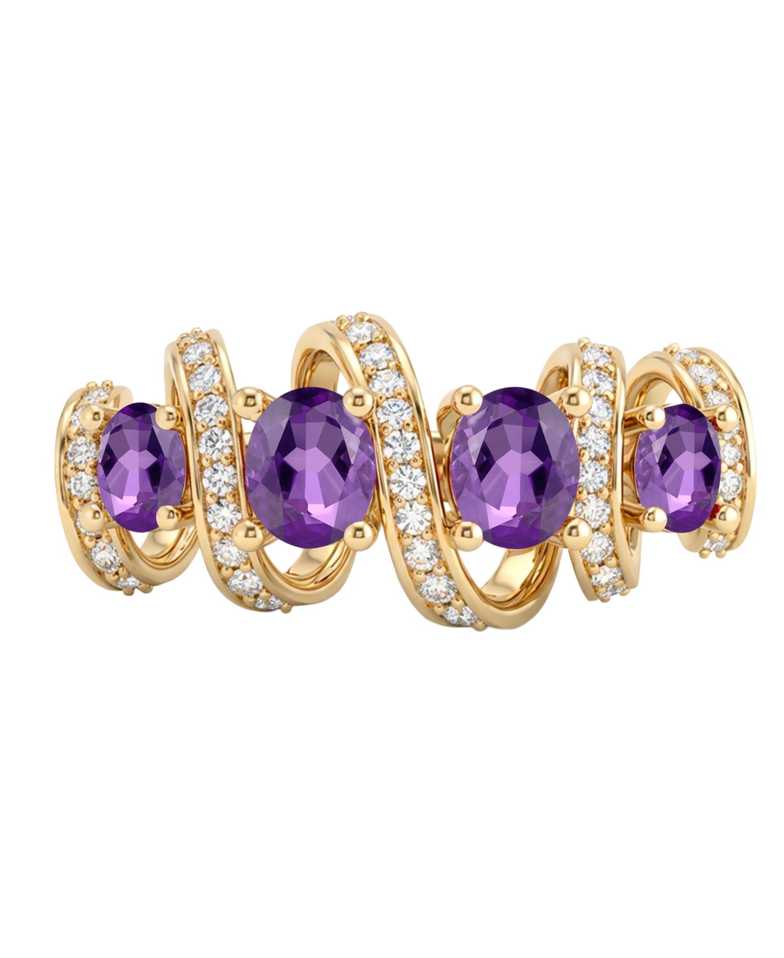 Кольцо Macy's Amethyst 7/8 ct. t.w. & Lab Grown White Sapphire 1/4 ct. t.w. в золоте 14k Over Sterling Silver