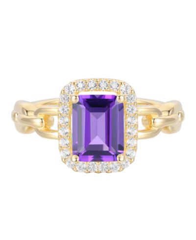 Macy's Amethyst (1-1/2 ct. t.w.) & Lab Grown White Sapphire (1/4 ct. t.w.) Ring in 14k Gold Over Sterling Silver (Also Available in Multi-Stones)