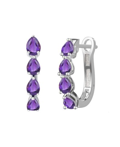 Macy's Lab Grown Emerald (1 ct. t.w.) Earrings in Sterling Silver (Also Available in Multi-Stones)