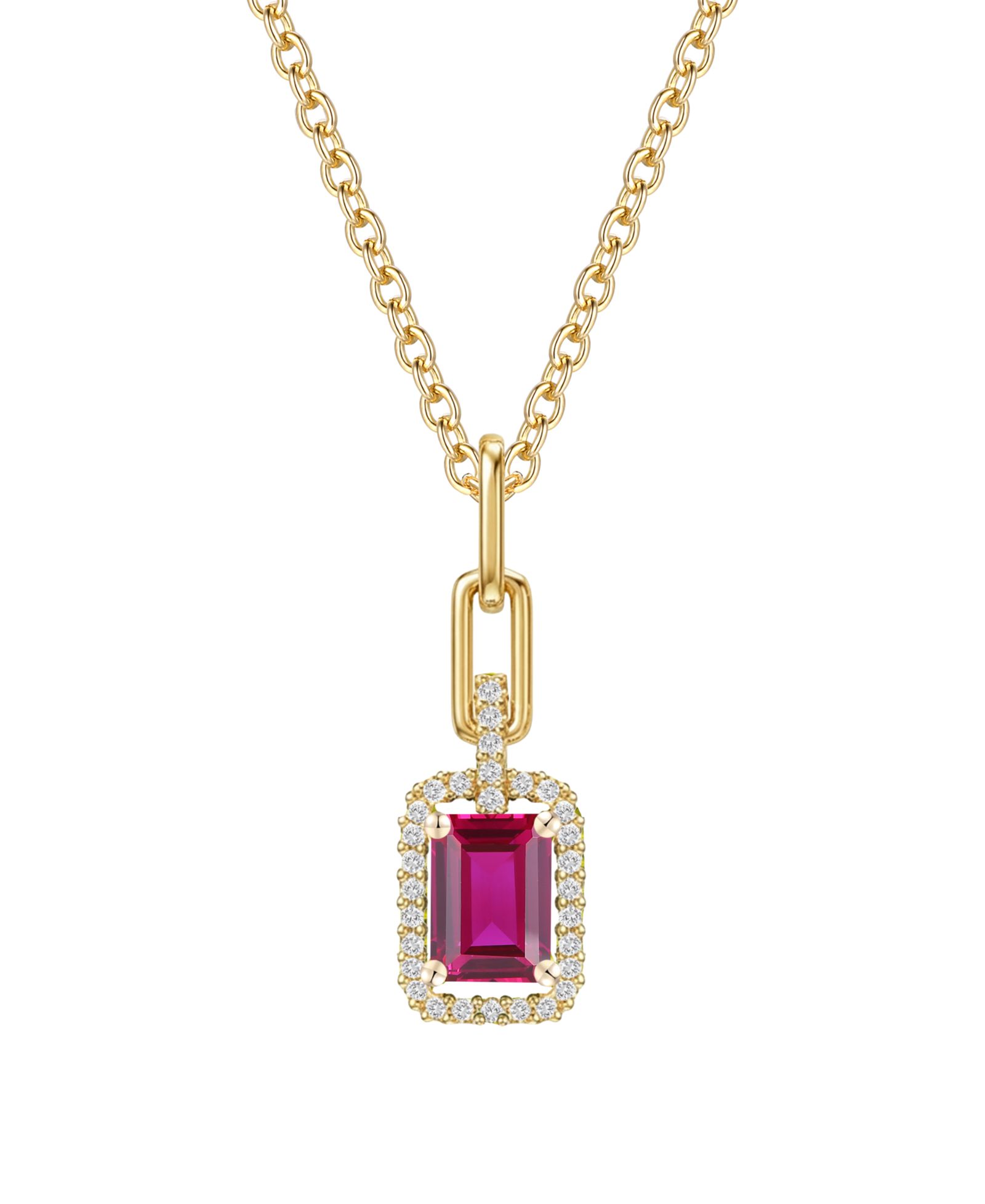 Macy's ожерелье с выращенным изумрудом (3/4 ct. t.w.) и выращенным белым сапфиром (1/5 ct. t.w.) в золоте 14k поверх стерлингового серебра