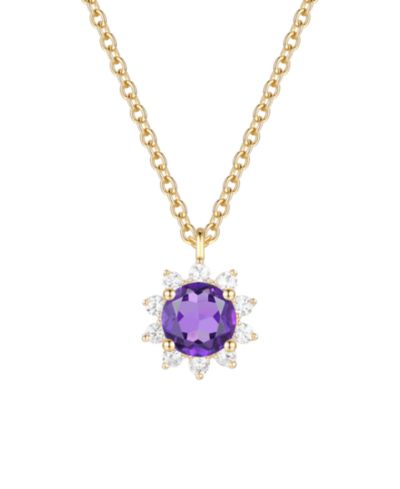 Macy's Citrine (3/4 ct. t.w.) & Lab Grown White Sapphire (1/4 ct. t.w.) Necklace in 14k Gold Over Sterling Silver (Also Available in Multi-Stones)