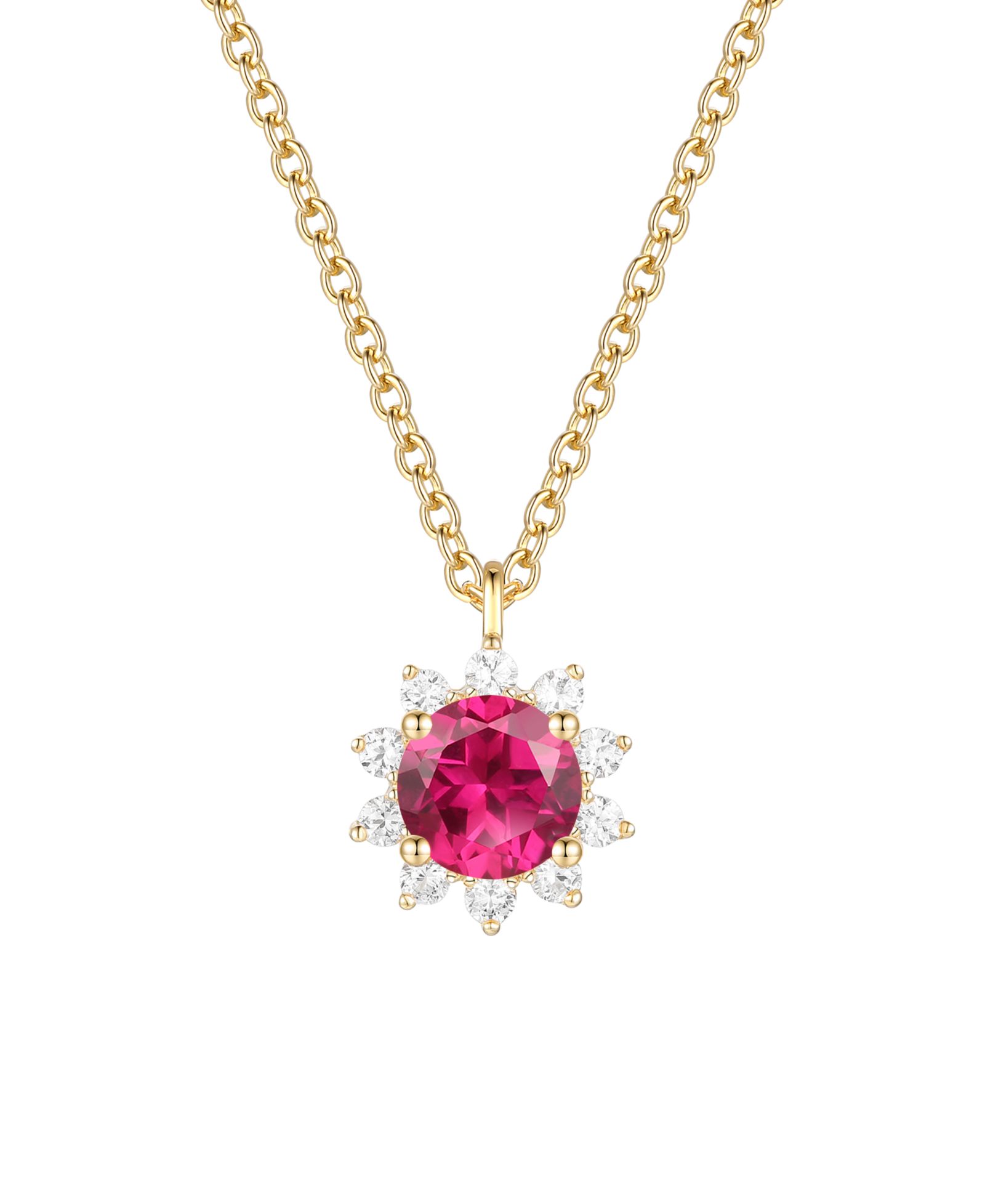 Macy's Ожерелье с цитрином (3/4 ct. t.w.) и выращенным белым сапфиром (1/4 ct. t.w.) в золоте 14k поверх стерлингового серебра