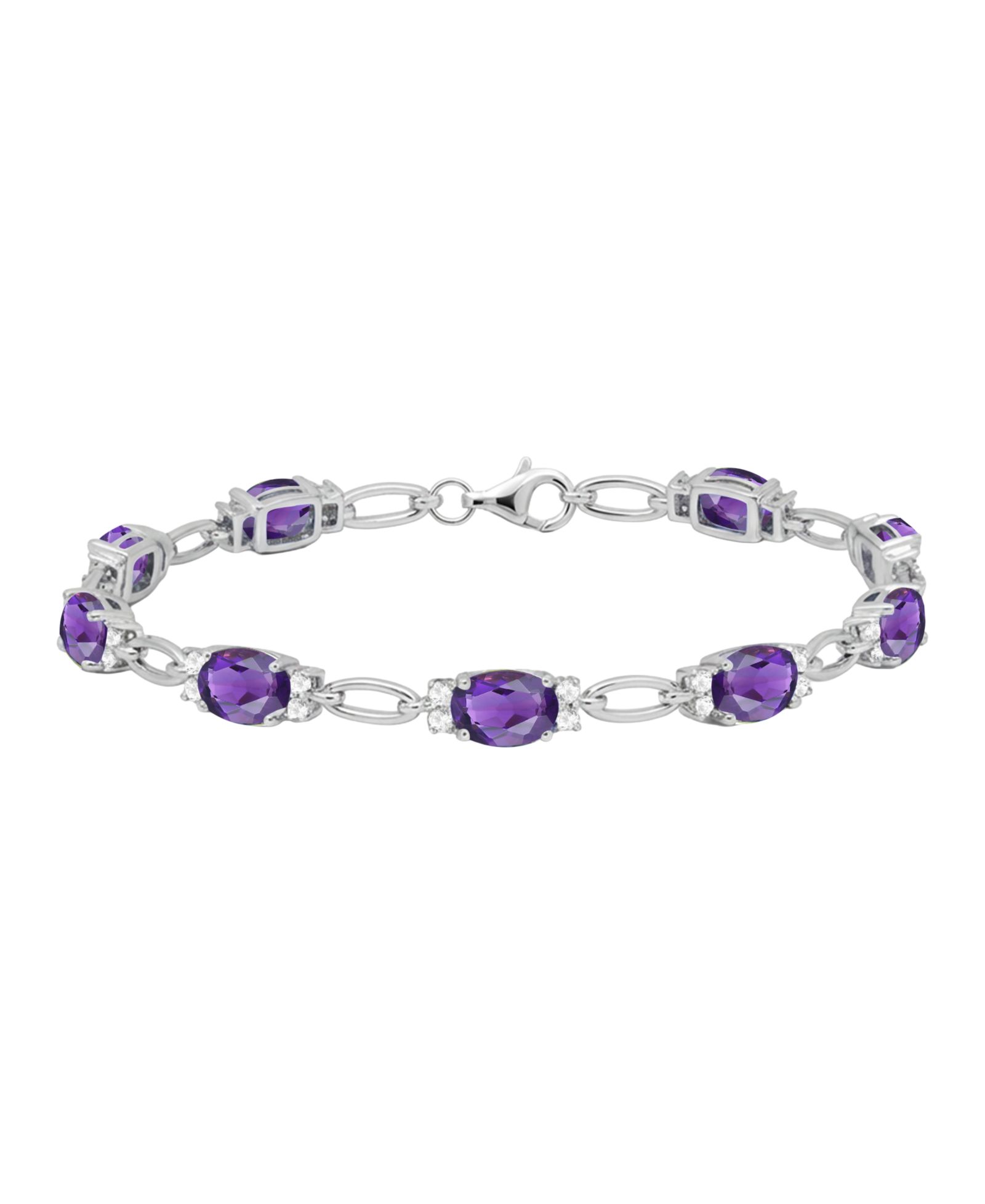 Браслет Macy's с выращенным рубином (8-3/4 ct. t.w.) и белым сапфиром (3/4 ct. t.w.) из стерлингового серебра