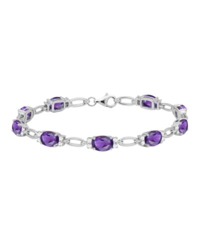 Macy's Lab Grown Ruby (8-3/4 ct. t.w.) & Lab Grown White Sapphire (3/4 ct. t.w.) Bracelet in Sterling Silver (Also Available in Multi-Stones)
