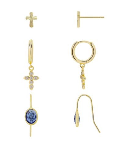 Unwritten Cubic Zirconia Крест-Подвеска Серьга Trio Set