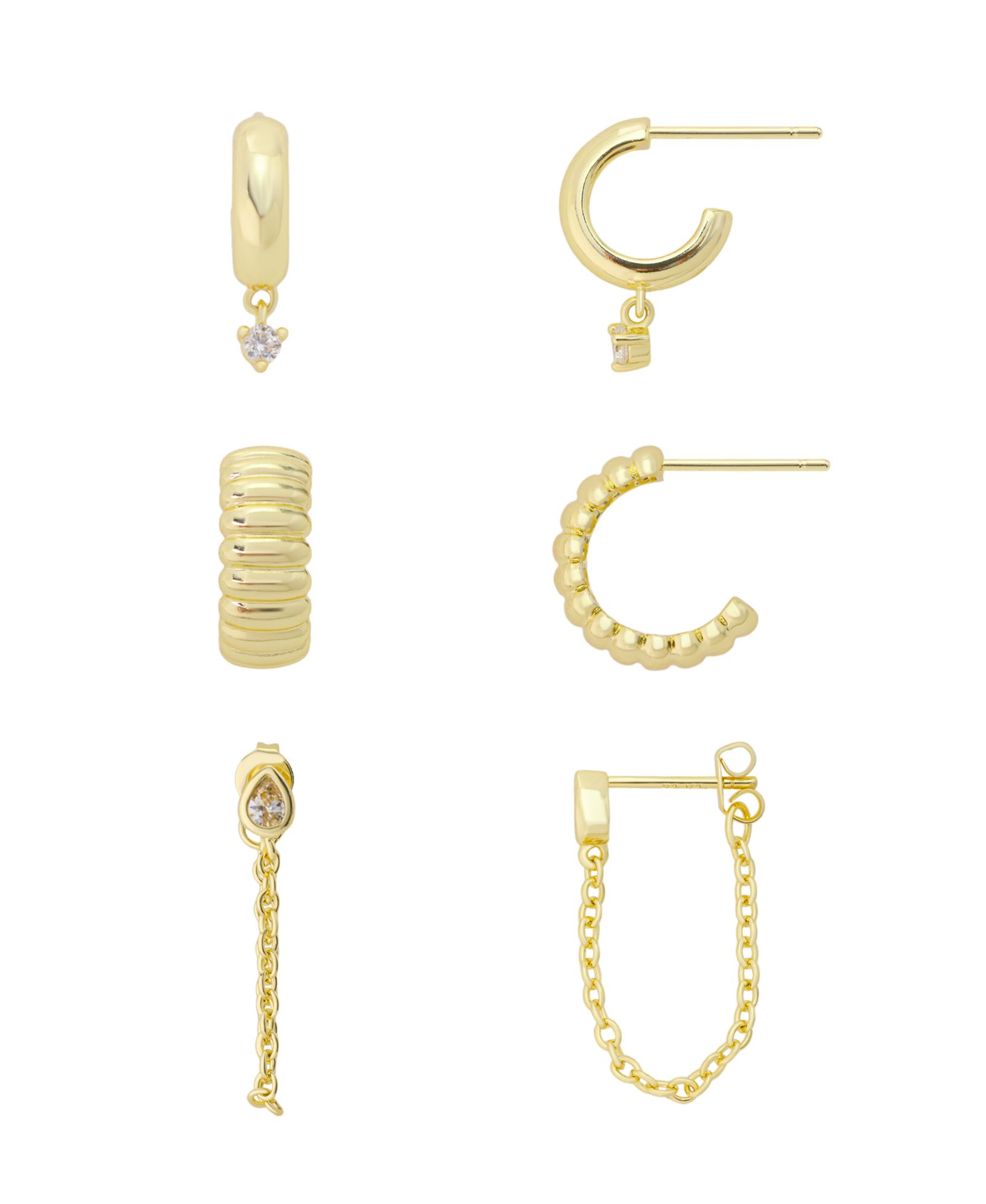 Набор серег-кольц Unwritten Cubic Zirconia Fashion Hoop Earring Trio Set