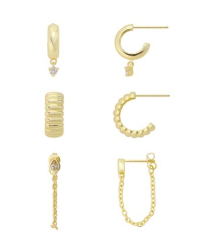 Набор серег-кольц Unwritten Cubic Zirconia Fashion Hoop Earring Trio Set