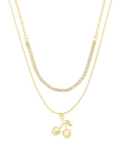 Unwritten Cubic Zirconia Cherry Pendant and Tennis Layer Necklace Set