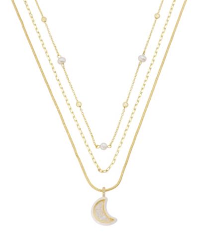 Unwritten Cubic Zirconia Moon Shaker Pendant Trio Necklace Set