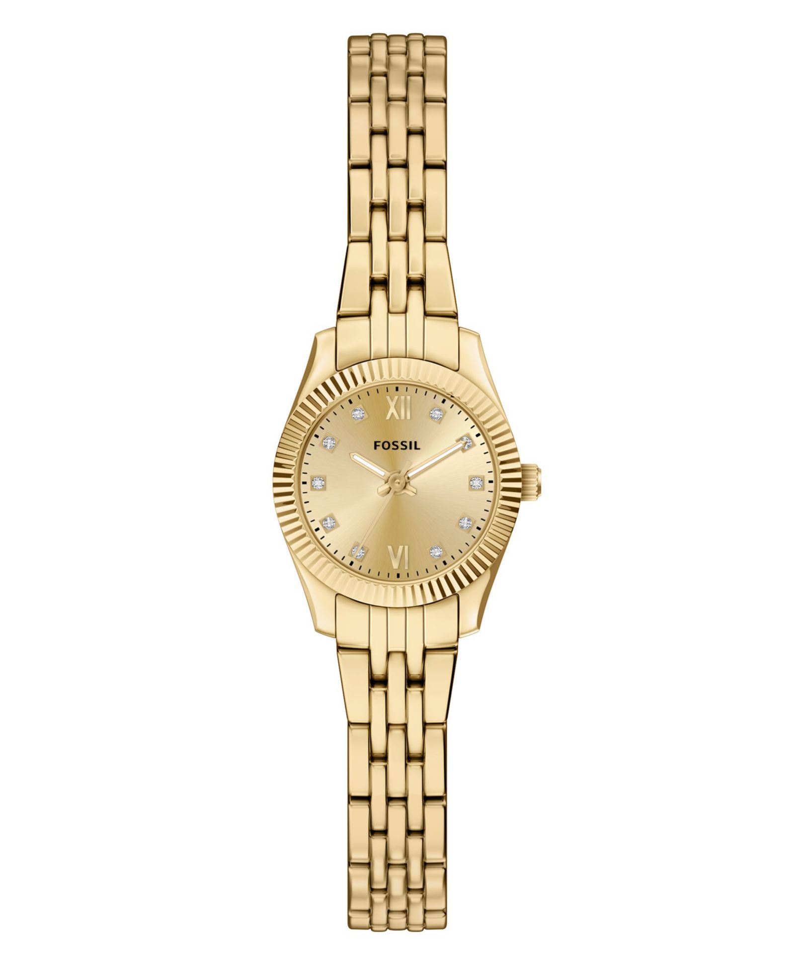 Fossil Женские часы Scarlette Mini Three-Hand Gold-Tone Stainless Steel, 20mm