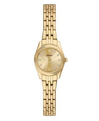 Fossil Женские часы Scarlette Mini Three-Hand Gold-Tone Stainless Steel, 20mm