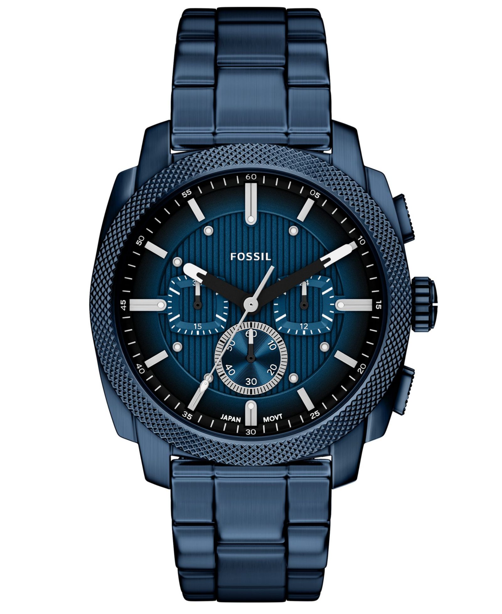 Fossil Мужские часы Machine Chronograph Navy Stainless Steel 44mm