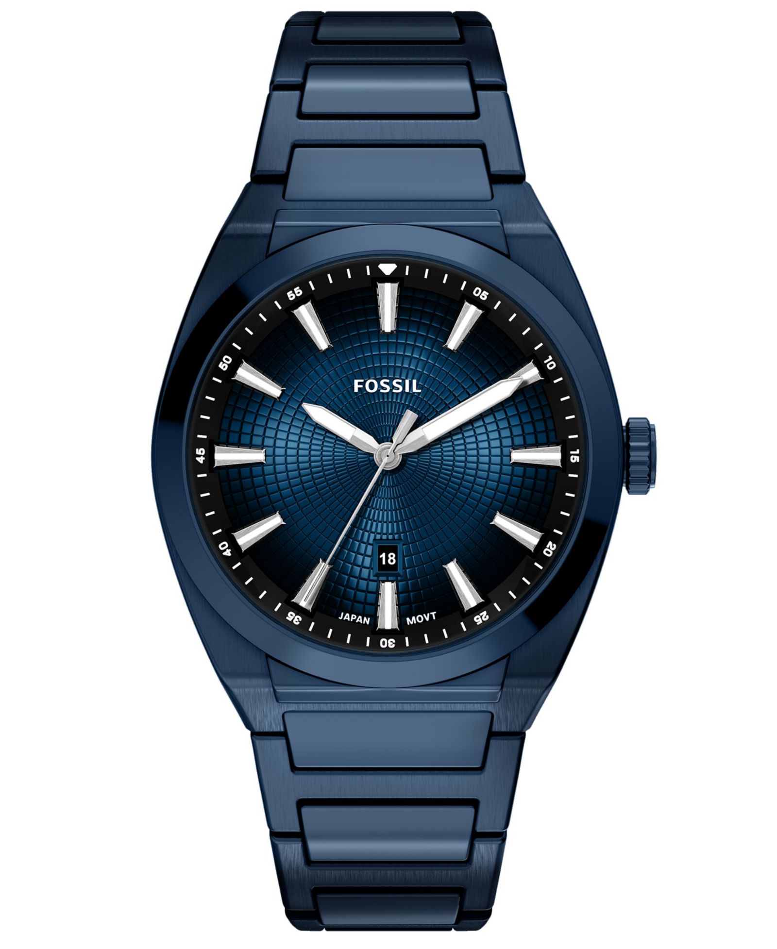 Fossil Мужские часы Everett Three-Hand Navy Stainless Steel 42mm