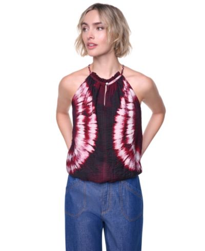Женский топ DKNY Women's Printed Halter Neck Button Placket