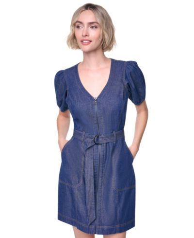 Женское платье DKNY Puff-Sleeve Belted V-Neck