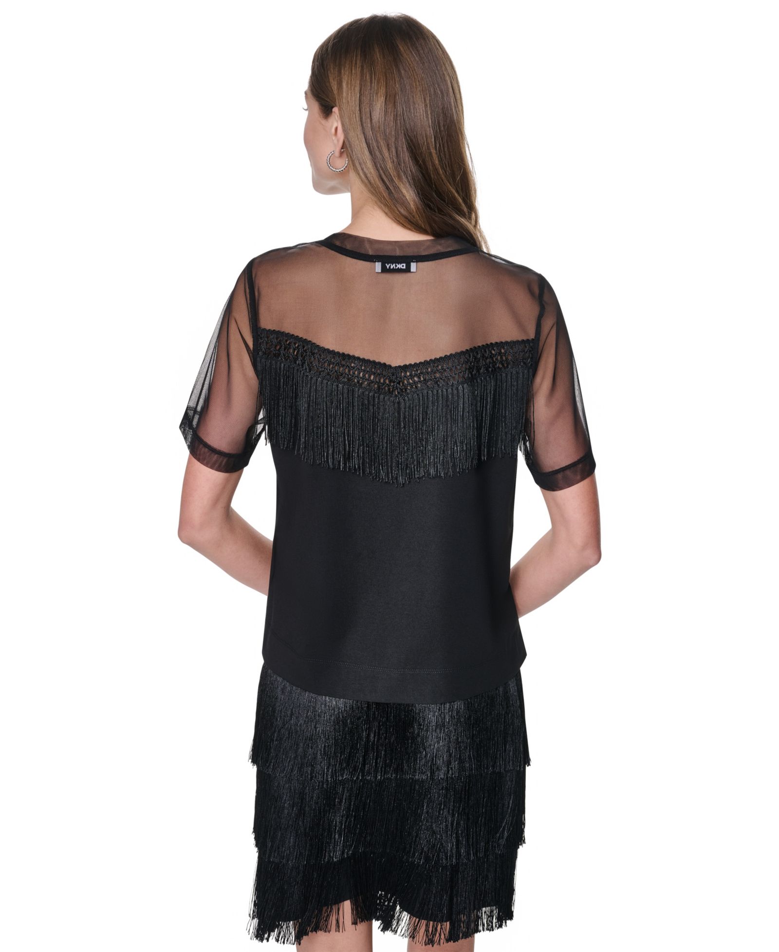 Женская блузка DKNY Fringe Detail Crewneck