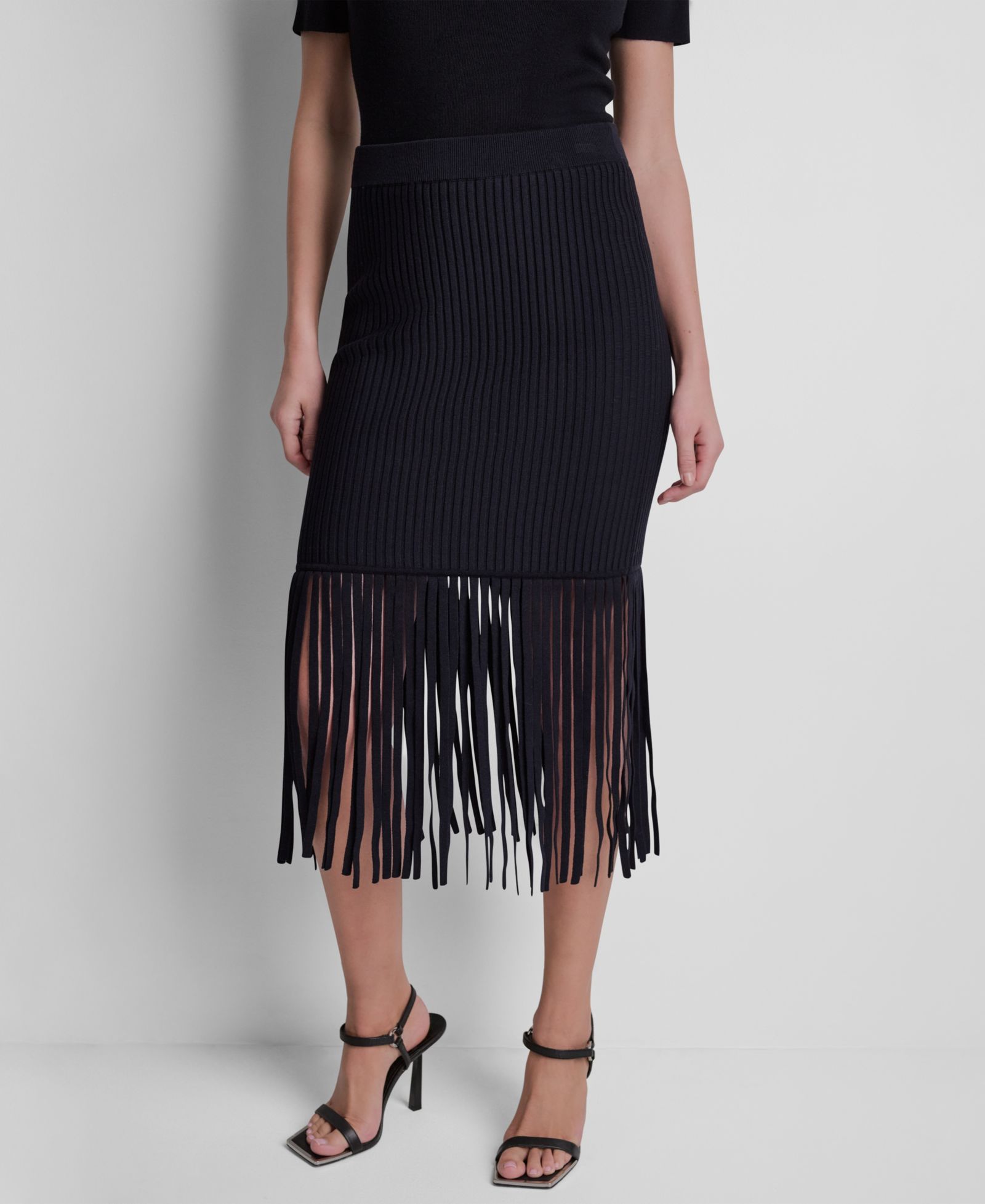 DKNY Women's Cotton-Blend Fringe Sweater Skirt