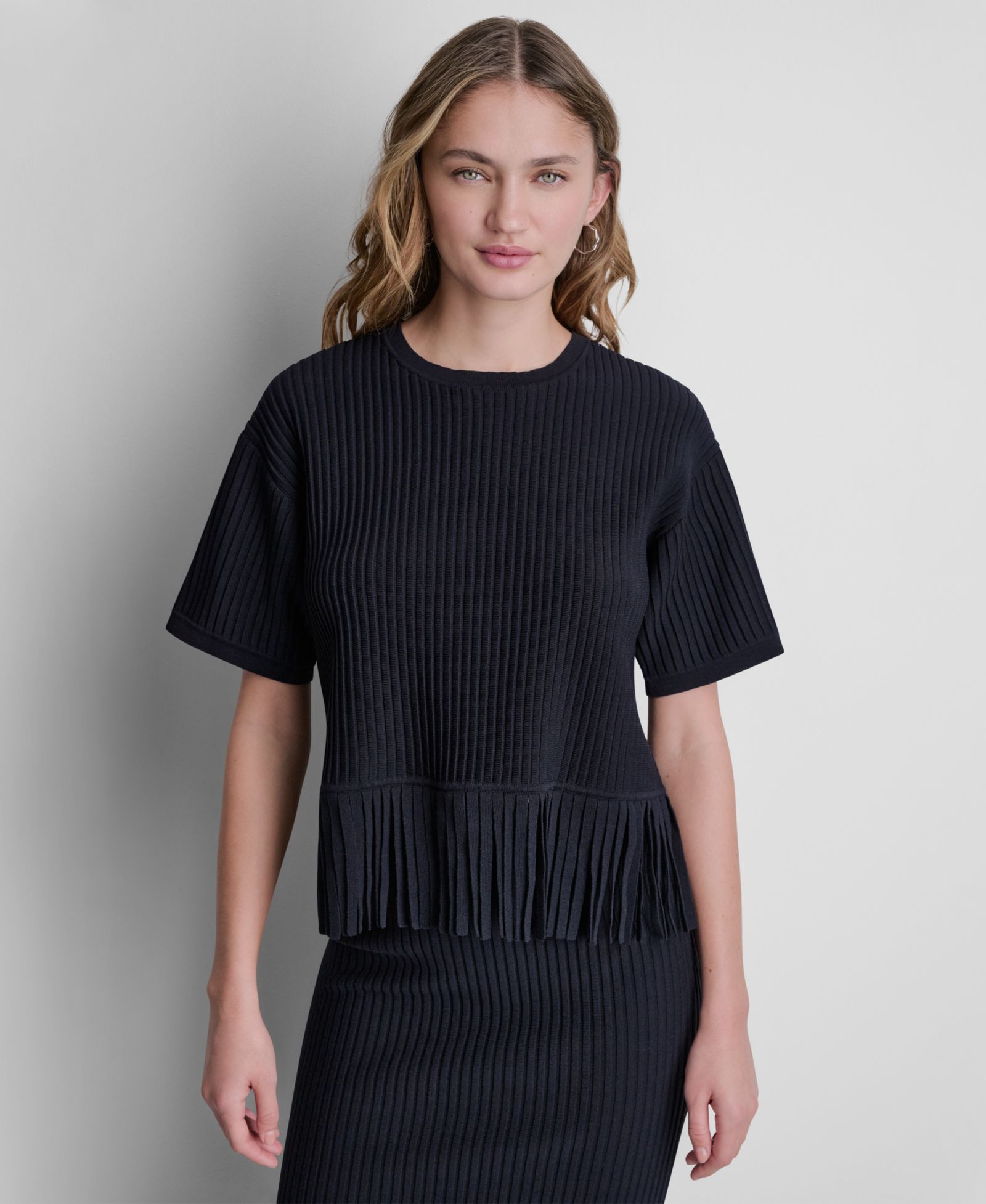 Женский свитер DKNY Fringe Crewneck
