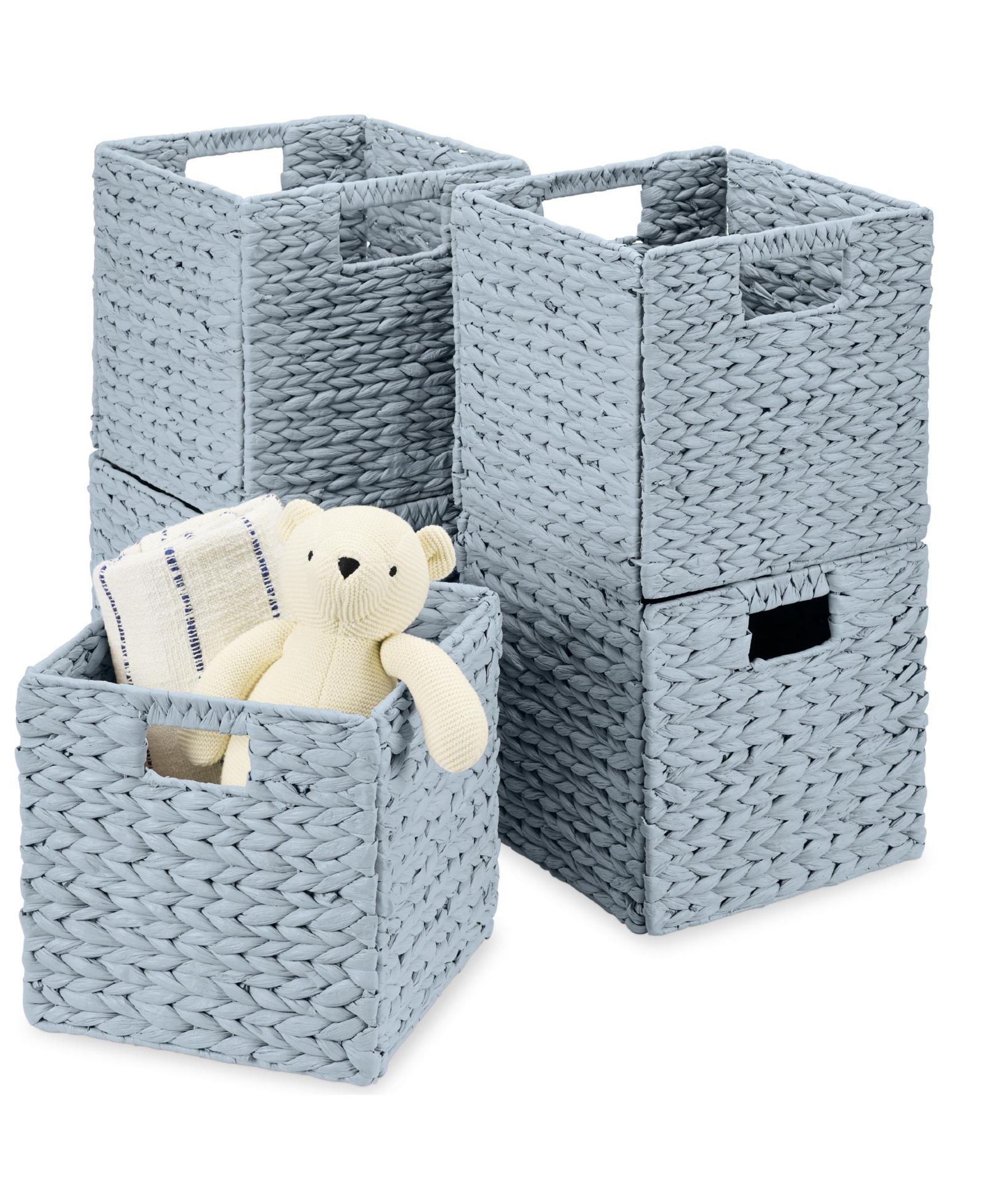 Best Choice Products 10.5x10.5in Hyacinth Storage Baskets, Set of 5 Multipurpose Collapsible Organizers