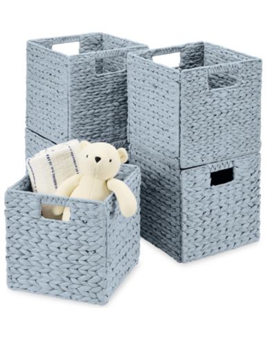 Best Choice Products 10.5x10.5in Hyacinth Storage Baskets, Set of 5 Multipurpose Collapsible Organizers