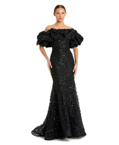 Женское вечернее платье Mac Duggal Applique Off The Shoulder Mermaid Gown