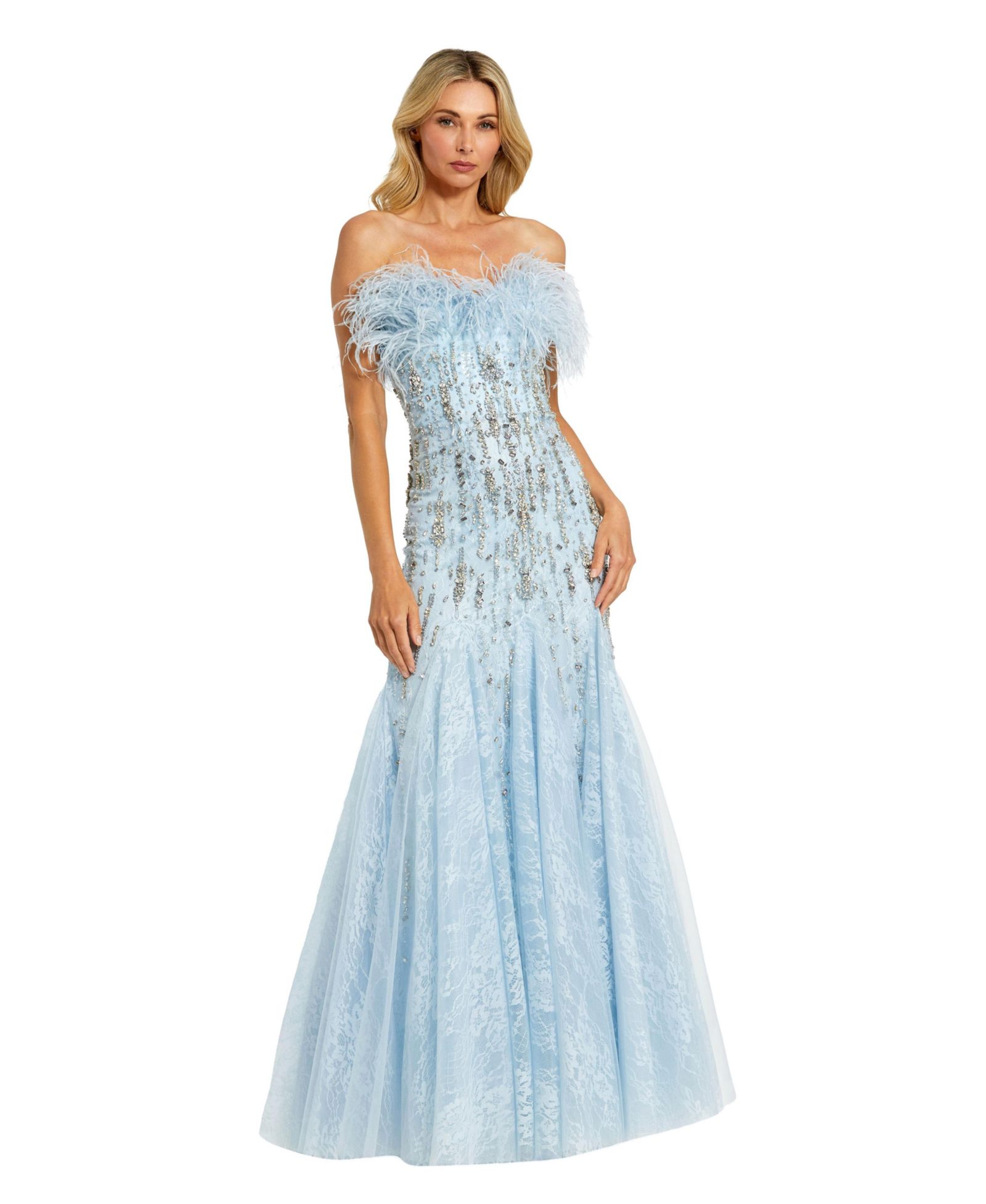 Mac Duggal Женское вечернее платье с перьями