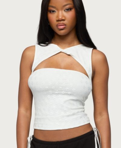 Edikted Women's Elisia Twist Cutout Flower Lace Top