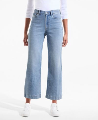 Lands' End Petite Recover Denim High Rise Wide Leg Crop Jeans