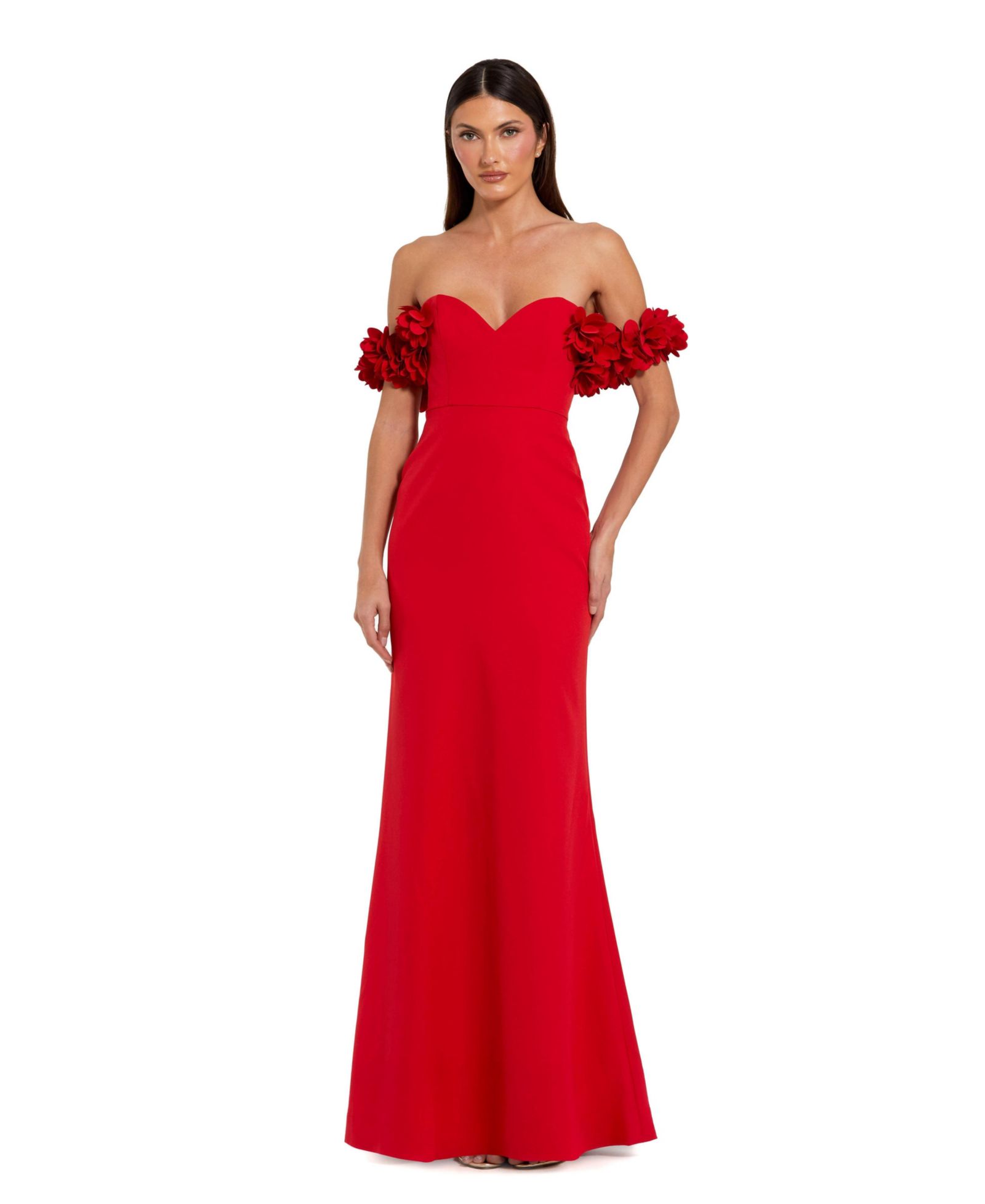 Mac Duggal Женское вечернее платье с открытыми плечами и 3D цветами