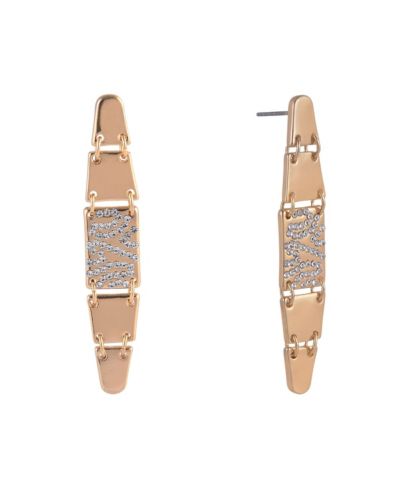 Laundry by Shelli Segal Tone Linear Earrings with Pave Crystal Stone Accents