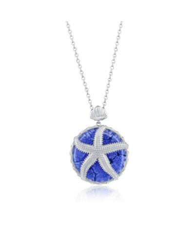 Simona Sterling Silver Floral Venetian Murano Glass Starfish Necklace
