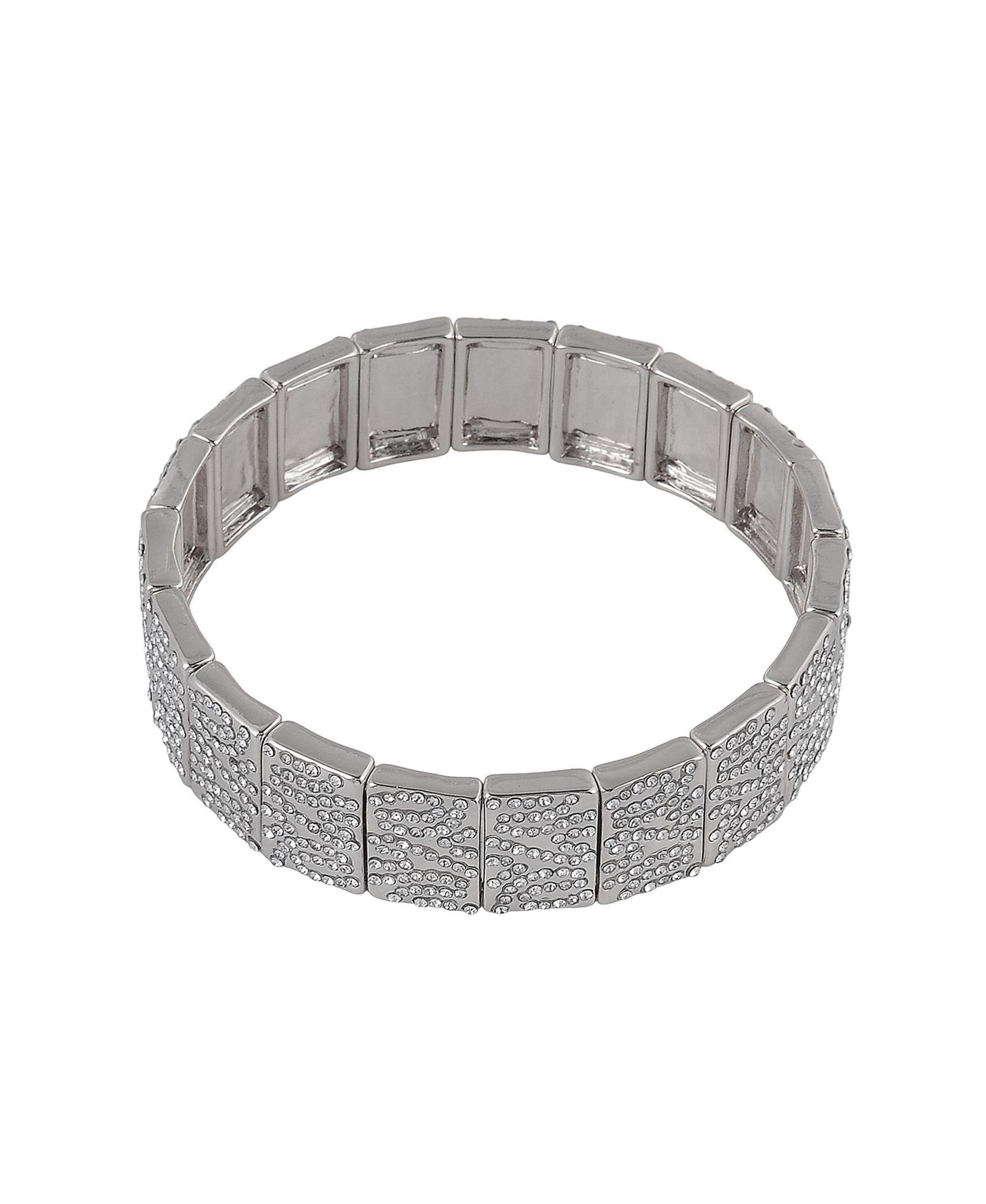 Браслет Laundry by Shelli Segal Silver Tone Tile Stretch с кристаллами Pave