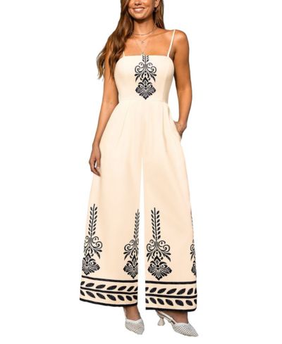 Женский комбинезон Cupshe Embroidered Square Neck Wide-Leg