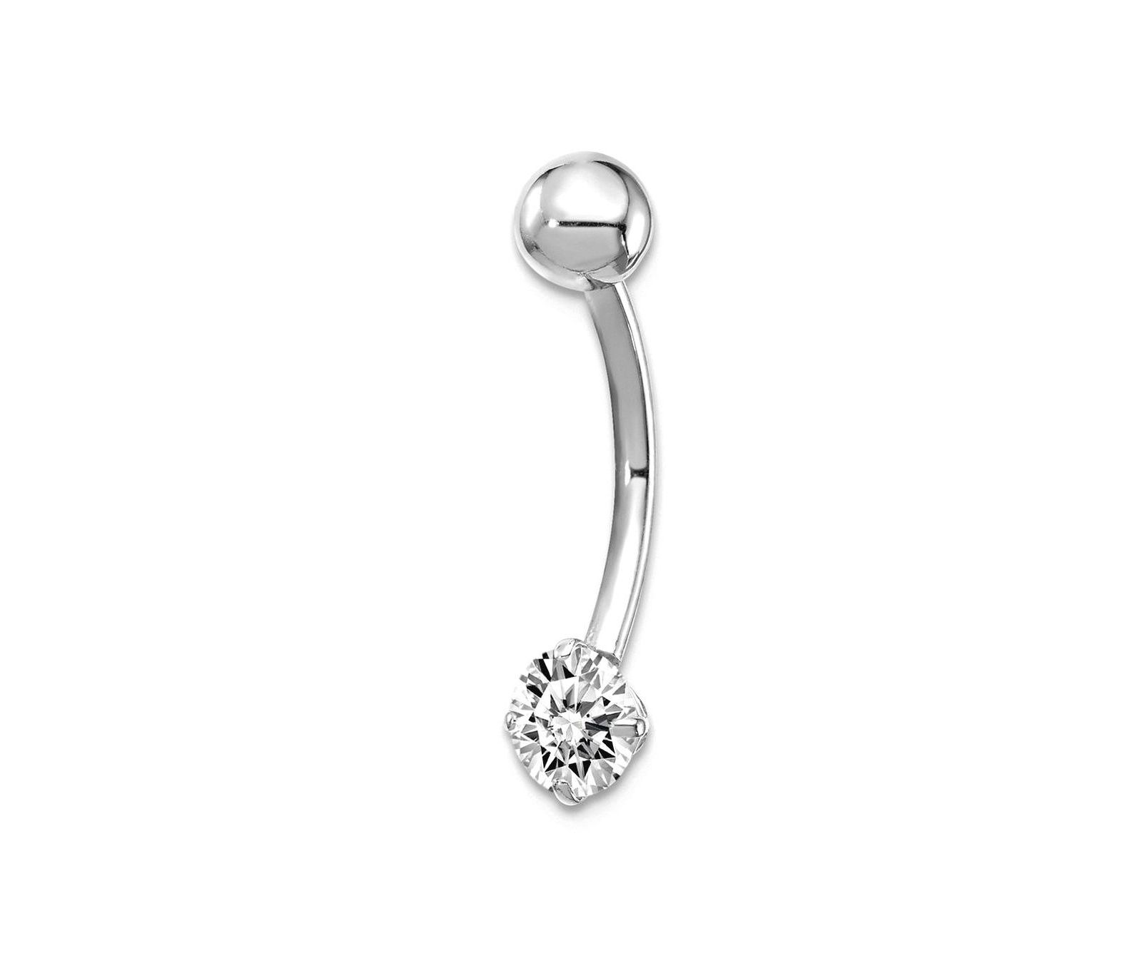 Серьга для пирсинга в пупок Curata Jewelry Solid 10k Yellow or White Gold 14g 5mm Round Cubic Zirconia Dangle