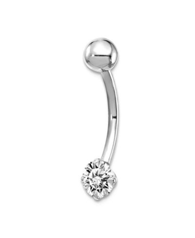 Серьга для пирсинга в пупок Curata Jewelry Solid 10k Yellow or White Gold 14g 5mm Round Cubic Zirconia Dangle