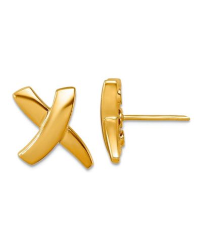 Curata Jewelry Solid 18k Yellow Gold 16.5x11mm X Button Post Earrings