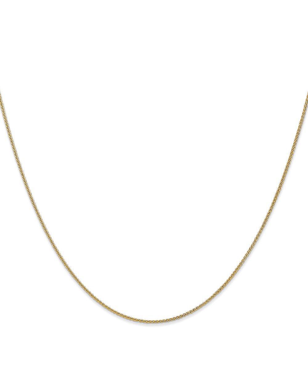 Curata Jewelry Solid 18k Gold Italian 1mm Sparkle-Cut Spiga Chain Necklace