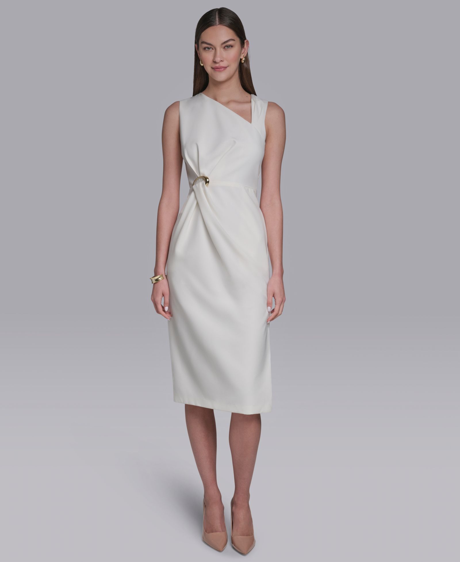 Женское миди-платье Halston Asymmetrical Neck с асимметричным вырезом