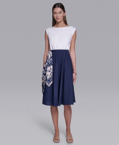 Halston Women's Sleeveless Boat Neck Dress
