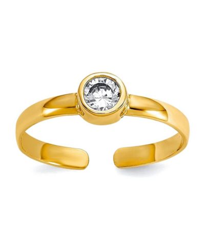 Curata Jewelry кольцо-кольцо для пальца с цирконием, 10k Yellow Gold