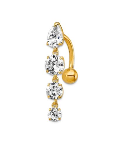 Curata Jewelry пирсинг для пупка с каплевидными и круглыми фианитами, 10k желтое или белое золото, 28x5mm
