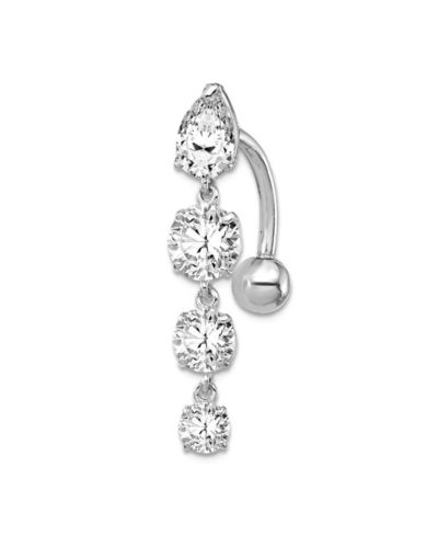 Curata Jewelry пирсинг для пупка с каплевидными и круглыми фианитами, 10k желтое или белое золото, 28x5mm