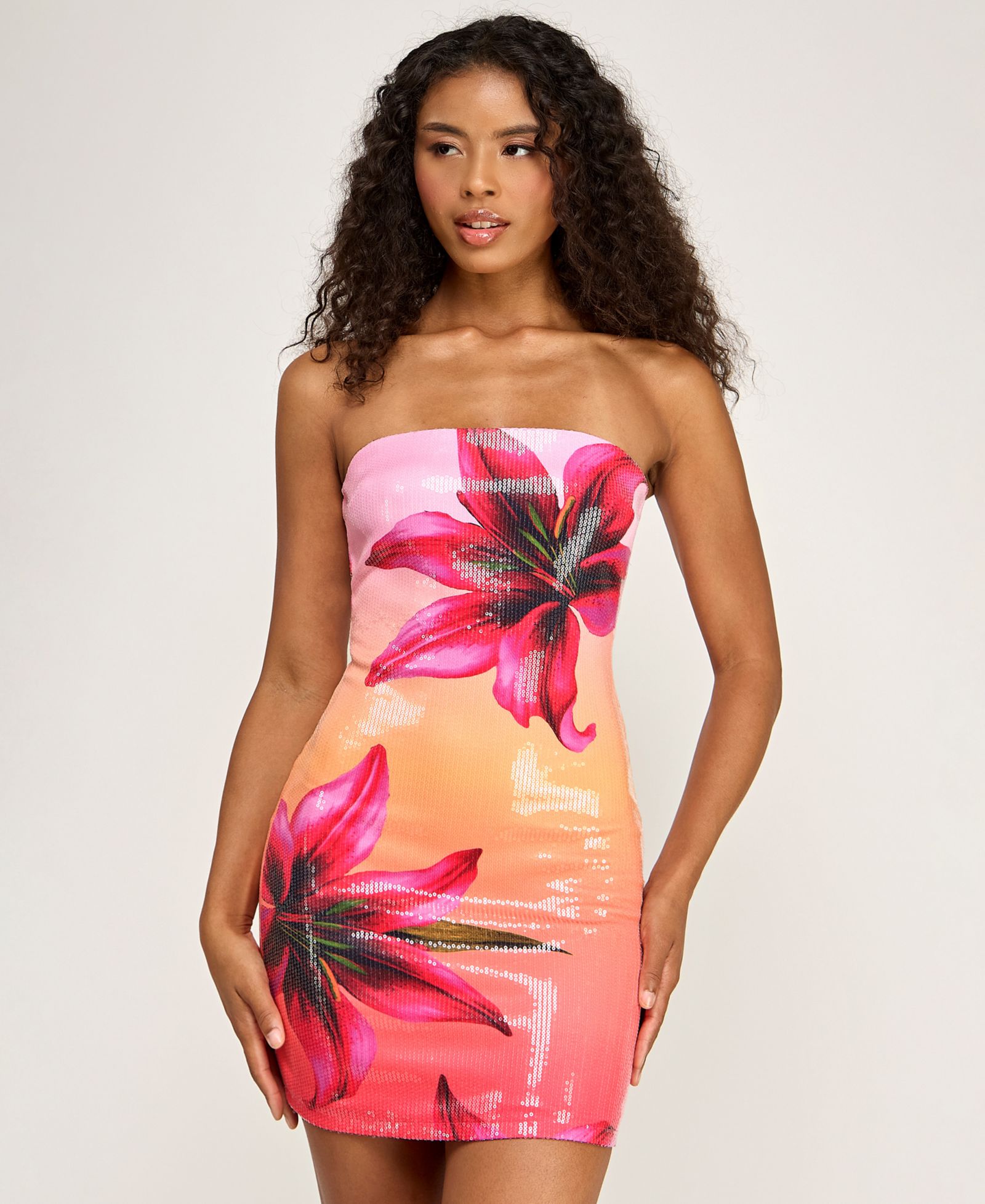 Женское мини-платье SENI & CADE Tropical Floral Sequin Strapless