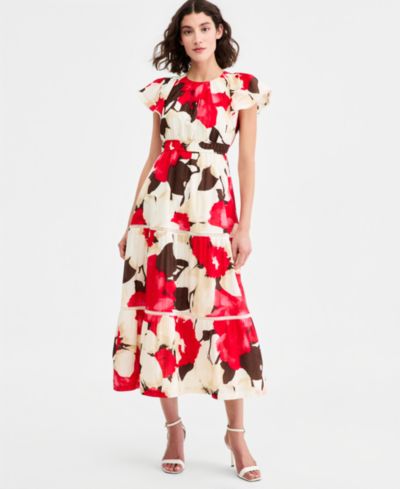 Anne Klein Women's Flutter-Sleeve Tiered Dress