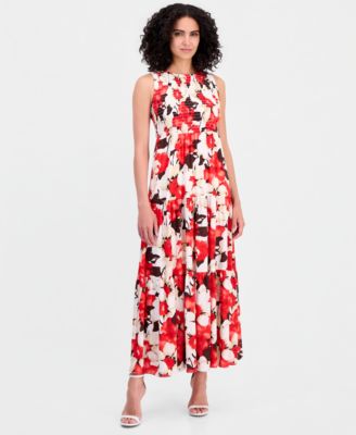 Anne Klein Women's Smocked-Bodice Tiered Maxi Dress