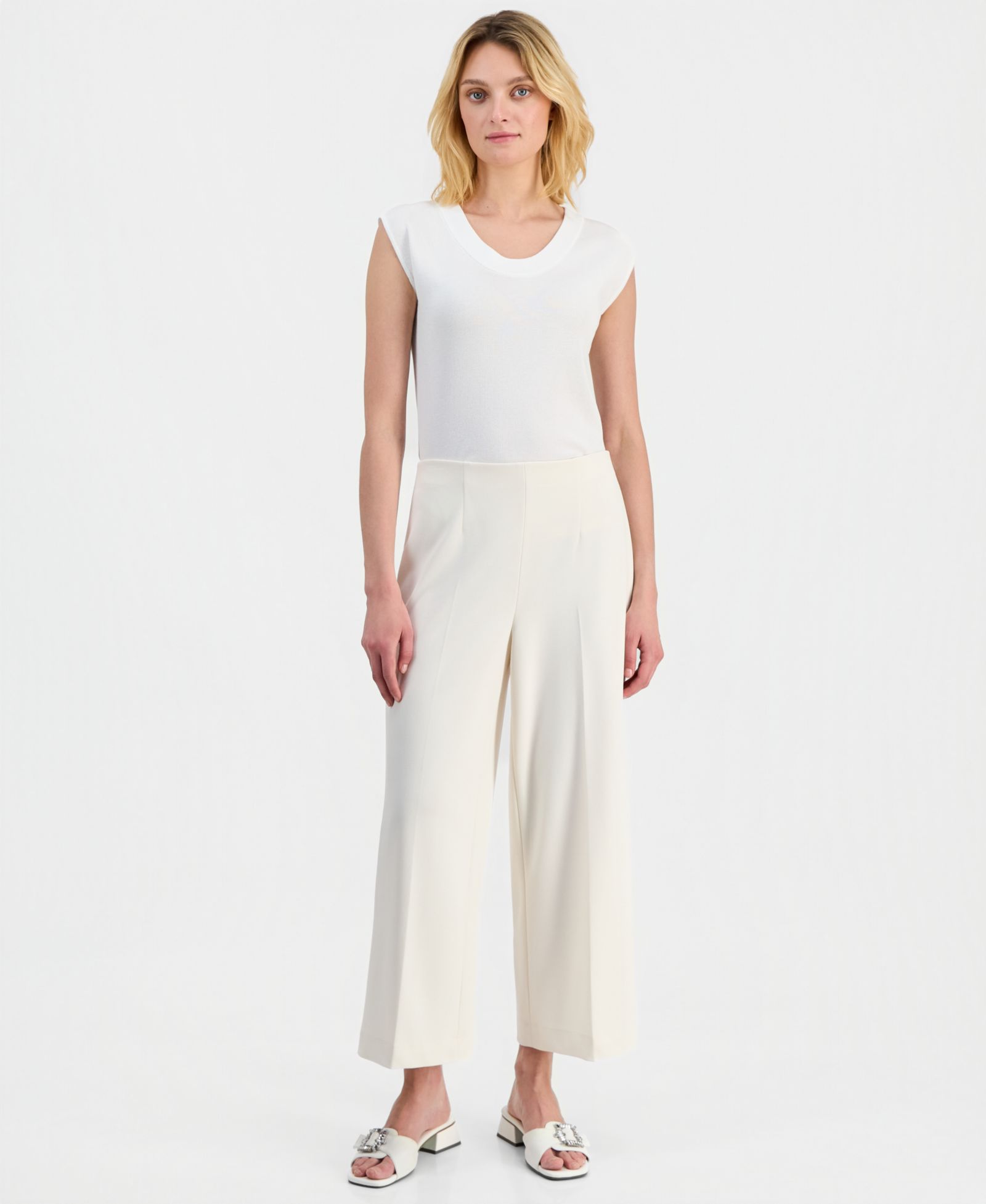 Anne Klein Women's High Rise Wide Leg Pull-On Pants