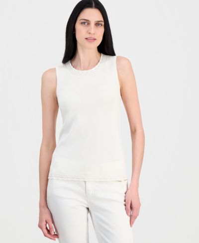 Женский топ Anne Klein Scallop-Trim Sleeveless Top