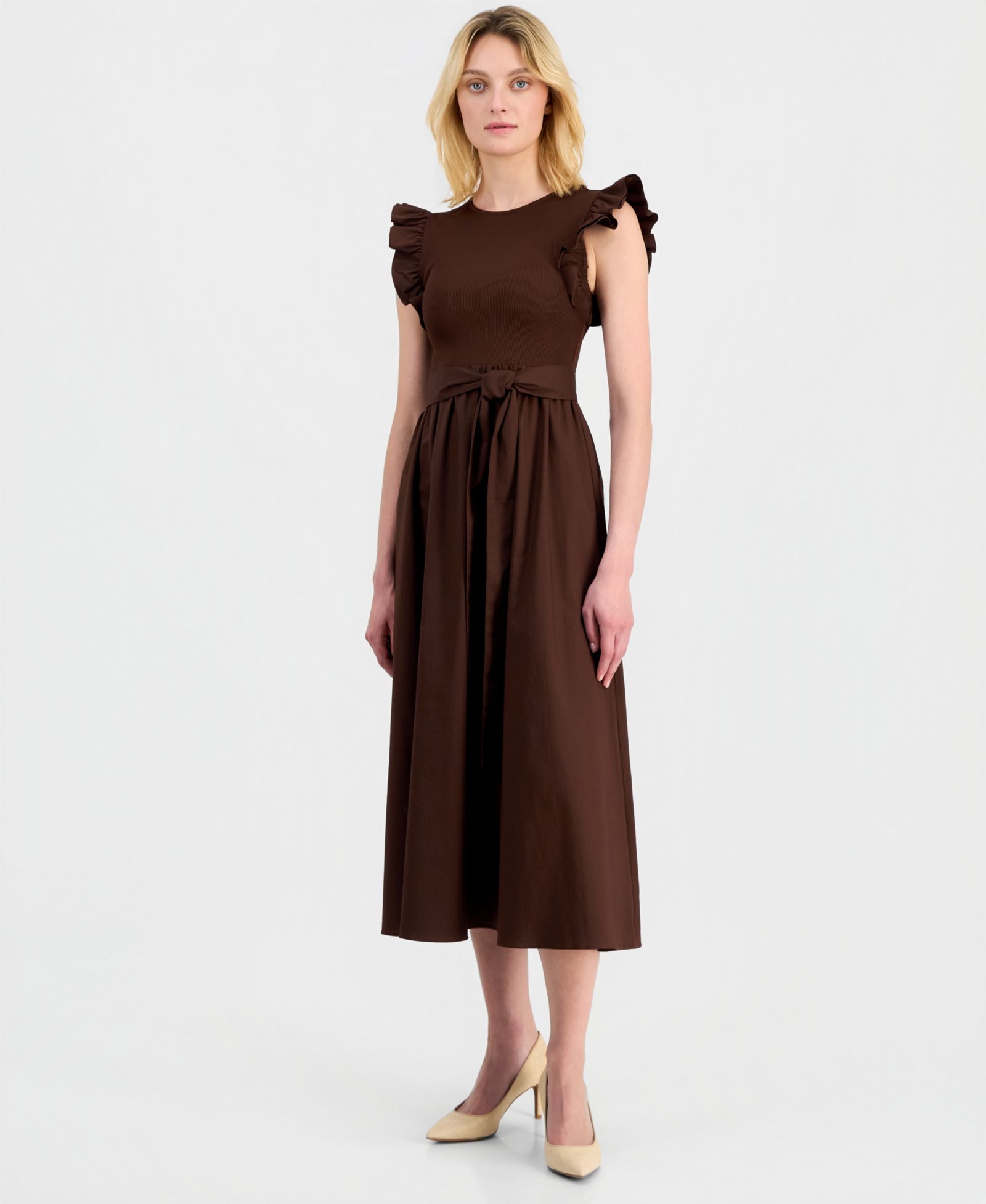 Женское миди-платье Anne Klein Mixed Knit Woven