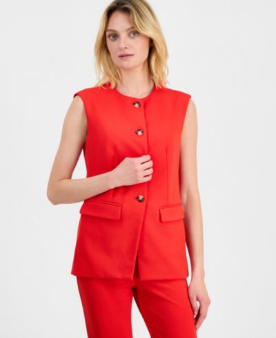 Anne Klein Женский жилет с круглым вырезом и пуговицами