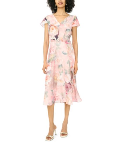 MSK Women's Flutter-Sleeve V-Neck Fit & Flare Dress